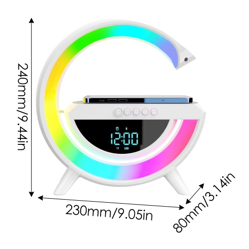 LED Wireless Charging Bluetooth Speaker, Bedside Phone Charging Station with RGB Lights, Bluetooth Audio, Alarm Clock
