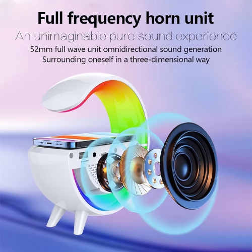 LED Wireless Charging Bluetooth Speaker, Bedside Phone Charging Station with RGB Lights, Bluetooth Audio, Alarm Clock