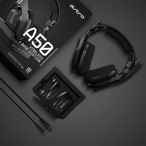 Remis à neuf - Casque d'écoute sans fil A50 d'ASTRO Gaming + station de base de 4e génération - Compatible avec PS5, PS4, PC, Mac - Noir/Argenté -