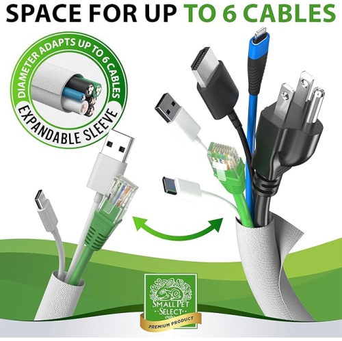 Small Pet Select Heavy Duty Cord Cover - White, 10ft - Ultra Durable Electrical Cable and Wire Protector for Rabbits, Dogs, Cats and Other Pets -