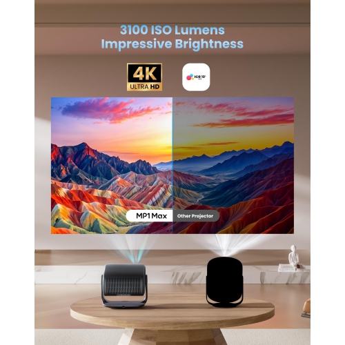 Dangbei MP1 MAX 4K Projector, Google TV with Netflix Officially, 3100 ISO Lumens, 300'' Display, 2x12W Dolby Audio DTS:X, HDR10+, Blu-ray 3D