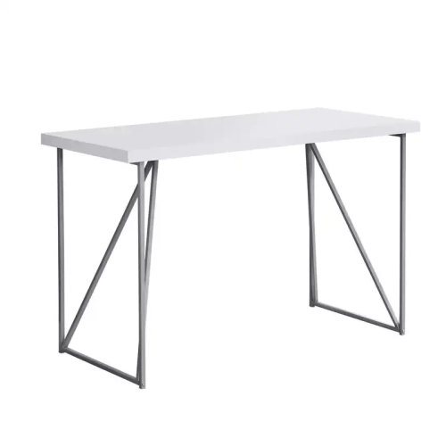 Monarch Specialties I-7376 Gaming Computer Desk, 48" L, Metal & Laminate, White & Grey – Contemporary Modern Style