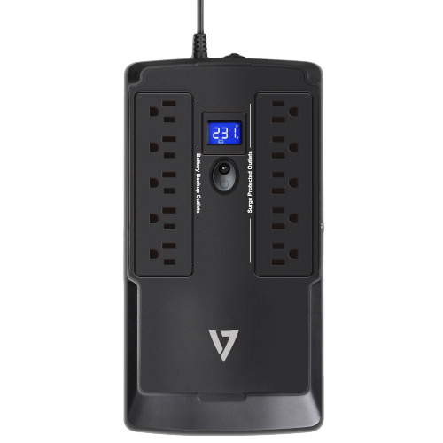 V7 UPS 750VA Desktop (5 Battery Backup+5 Surge only), Touch LCD, USB, Simulated Sine Wave, 6ms Transfer time, RJ-11/RJ-45 Protection)
