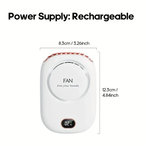 USB Rechargeable 2000mAh Portable Mini Neck Fan with Lanyard - Lightweight and Compact Design, Suitable for Outdoor Use, Dorms, Offices, and Travel