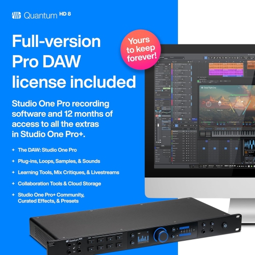 Interface audio USB-C 26 x 30 QUANTUM-HD8 de Presonus 32 bits/192 kHz