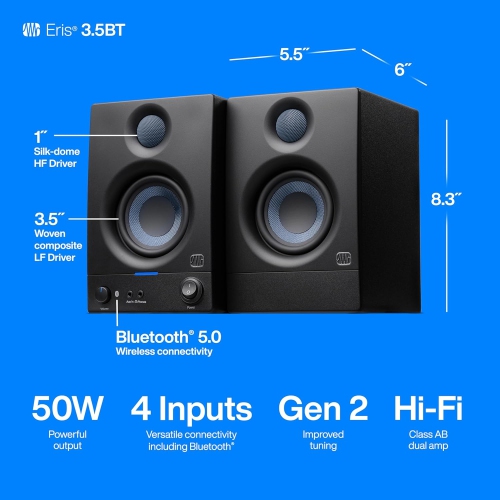 PreSonus ERIS-3.5BT 3.5" Active Media Reference Monitors with Bluetooth