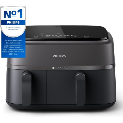 Boîte ouverte – Friteuse à air chaud à deux paniers série 3000 de Philips - 9 pte - Noir