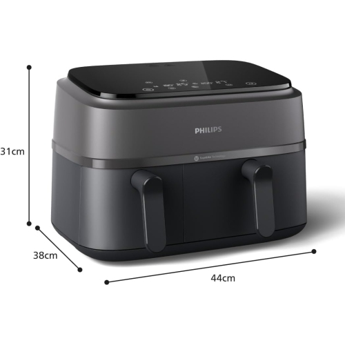 Boîte ouverte – Friteuse à air chaud à deux paniers série 3000 de Philips - 9 pte - Noir