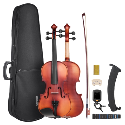 Violon pleine grandeur VEVOR 4/4 pour adultes, ensemble de violon pour étudiant débutant avec étui rigide, rosine, boucle, épaulement, pont, cordes