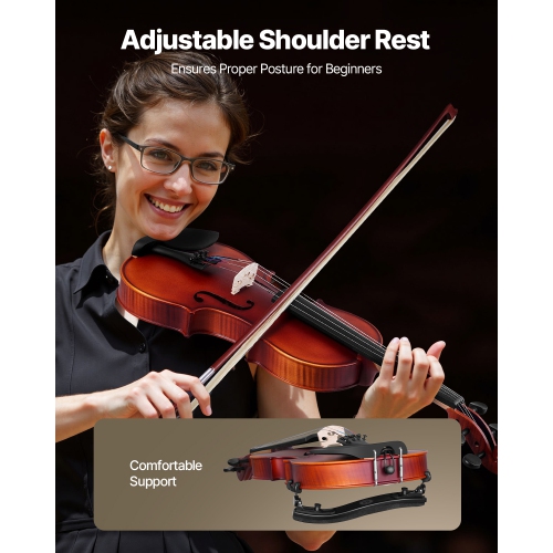 Violon pleine grandeur VEVOR 4/4 pour adultes, ensemble de violon pour étudiant débutant avec étui rigide, rosine, boucle, épaulement, pont, cordes