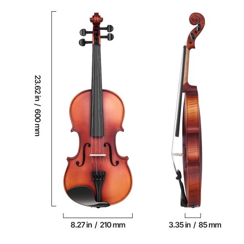 Violon pleine grandeur VEVOR 4/4 pour adultes, ensemble de violon pour étudiant débutant avec étui rigide, rosine, boucle, épaulement, pont, cordes