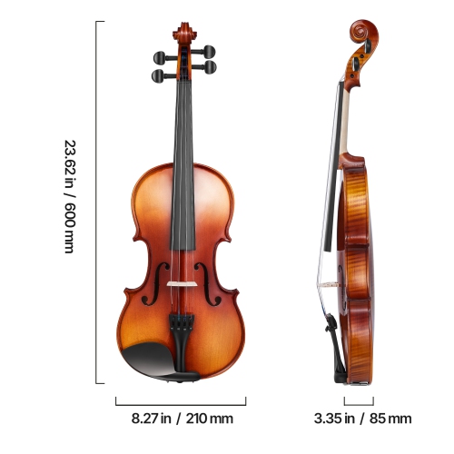 Violon pleine grandeur VEVOR 4/4 pour adultes, ensemble de violon pour étudiant débutant avec étui rigide, Rosin, boucle, épaulement, pont, cordes