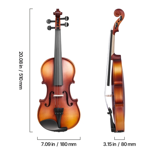 VEVOR 1/2 Size Violin for Adults, Violin Fiddle Set for Beginners Student with Hard Case, Rosin, Bow, Shoulder Rest,Bridge,Tuner and Extra