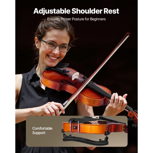 Violon pleine grandeur VEVOR 4/4 pour adultes, ensemble de violon pour étudiant débutant avec étui rigide, rosine, boucle, épaulement, pont, cordes