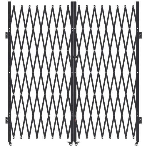 VEVOR 155.12 x 86.81 in Double Folding Security Gate, Lockable Scissor Gate with 360° Swivel Casters, Outdoor Barricade Steel Retractable Gates, for