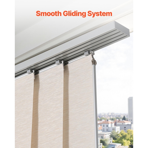 VEVOR 45.8 in to 86 in W Panel Track Blinds, Trimmable Panel Curtains Up to 96 in H, Adjustable Vertical Panel Blinds for Sliding Doors, Patio Doors,