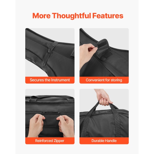 Étui de sac cello pleine grandeur VEVOR 4/4, nylon étanche, sac de transport portatif léger, avec poignée renforcée, deux bretelles, antirayure, en