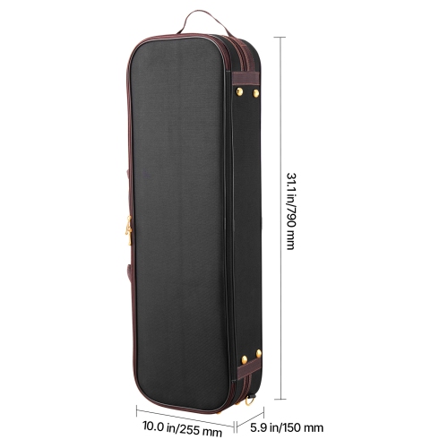 Étui pour violon VEVOR 4/4 pleine grandeur, hygromètre intégré, sac de transport portatif léger, doublure moelleuse, bretelles, antirayure, forme