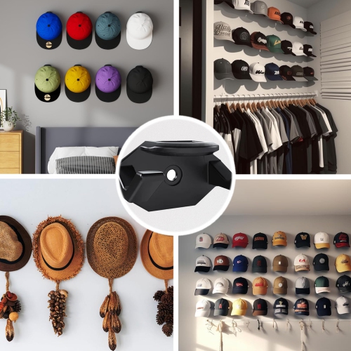 8PCS Crochets pour chapeaux muraux, supports robustes et minimalistes pour casquettes de baseball, présentoir flottant pour porte-chapeau pour mur,