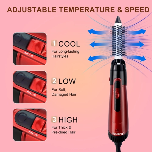 3-Head Hot Air Brush Hair Dryer Strong Wind Electric Straightener Curler Roller Comb Blower Styling Tool