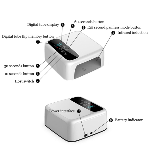 UV LED Nail Lamp, Rechargeable LED Nail Dryer, 72W Professional Cordless Nail Lamp with 4 Timer Setting and LCD Display Gel Nail Art Tools