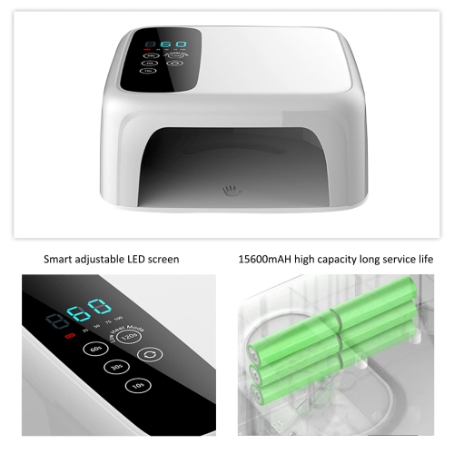 UV LED Nail Lamp, Rechargeable LED Nail Dryer, 72W Professional Cordless Nail Lamp with 4 Timer Setting and LCD Display Gel Nail Art Tools