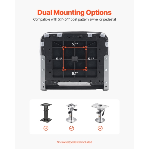 VEVOR Boat Seat, Low Backrest, Folding Fishing Boat Seat with Thickened Sponge Cushion & Waterproof PVC Leather, Aluminum Alloy Hinges, Flip Up Boat
