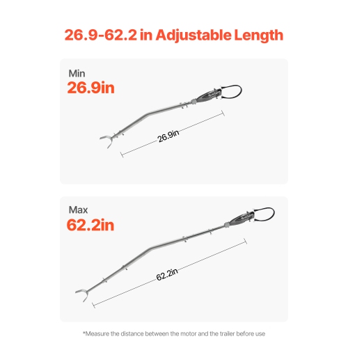 VEVOR 26.9-62.2 in Transom Saver, Adjustable Boat Transom Saver with Heavy-Duty Head, Corrosion-Resistant Easy-to-Install Transom Savers for Less