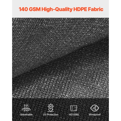 VEVOR 90% Sun Shade Cloth, 10 x 12 ft Pergola Shade Cover with Stainless Steel Grommets, Sun Shades Canopy Privacy Screen with 140 GSM HDPE Material,