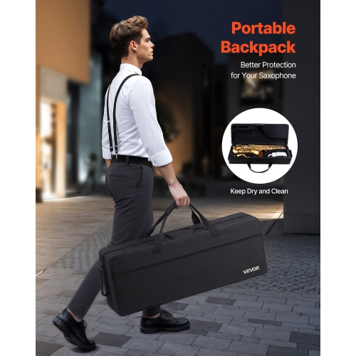 VEVOR 23 Keys Tenor Saxophone, B Flat, Professional Brass Saxophone Beginner Kit with Carrying Case, Mouthpiece, Straps, Cleaning Cloth, Gloves, Neck