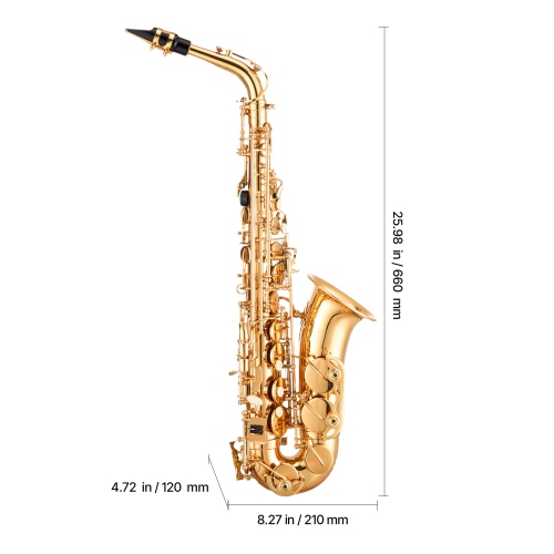 VEVOR 23 Keys Alto Saxophone, E Flat, Brass Saxophone Beginner Kit with Carrying Case, Mouthpiece, Straps, Cleaning Cloth Rod, Gloves, Grease, Neck