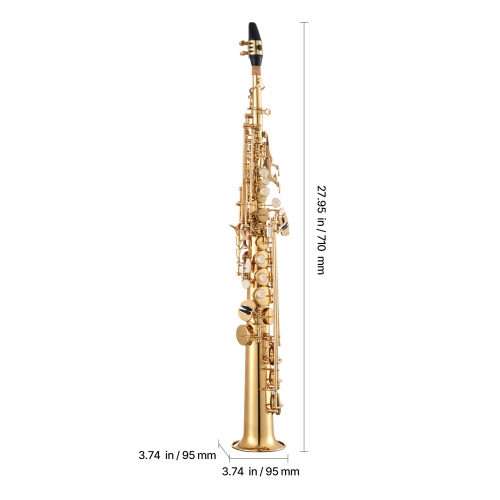 VEVOR 23 Keys Straight Soprano Saxophone, B Flat, Brass Saxophone Beginner Kit with Carrying Case, Mouthpiece, Cleaning Cloth Rod, Gloves, Neck