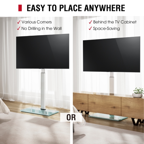 AOKCOS Floor TV Stand with Swivel Mount for 32 to 75 Inch TVs up to 110 lbs, 8 Level Height Adjustable Tilting, Tall TV Stand for Livingroom/Bedroom,