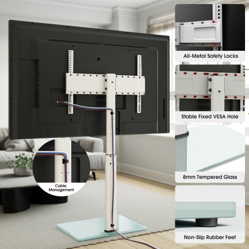 AOKCOS Floor TV Stand with Swivel Mount for 32 to 75 Inch TVs up to 110 lbs, 8 Level Height Adjustable Tilting, Tall TV Stand for Livingroom/Bedroom,