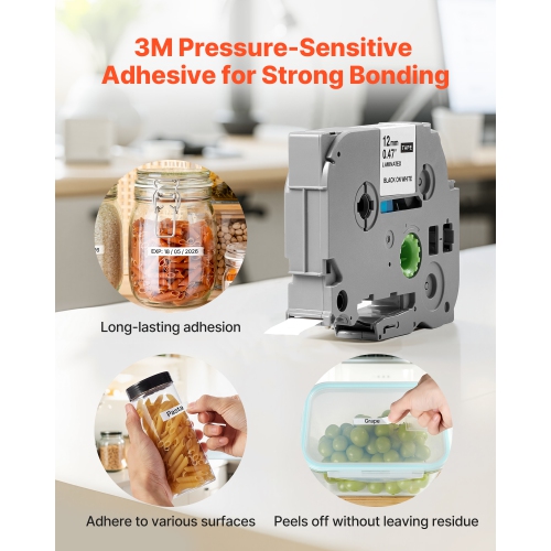 VEVOR 6 Pack Label Maker Tape,0.47 in / 12 mm Colored Label Maker Refills Compatible for Various Brother P-Touch,Replacement for Tag TZe-131 TZe-231