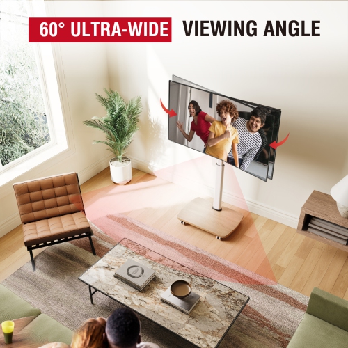 AOKCOS Rolling TV Stand for 32-65 in TVs Holds up to 88lbs, Max Vesa 400 x 400mm, Mobile TV Stand with 8 Level Height Adjustment, 60 Degree Swivel