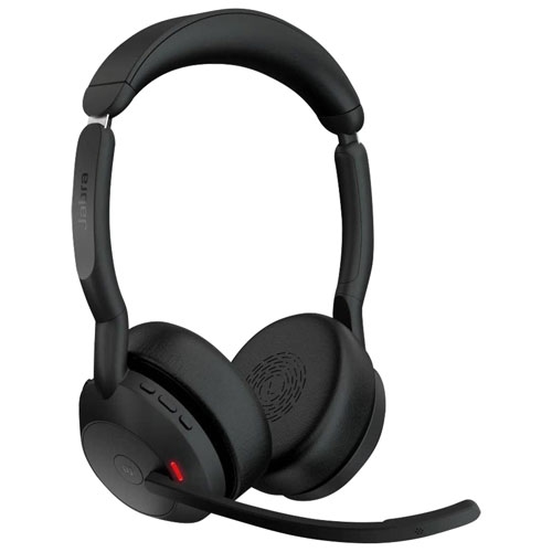 Casque d'écoute stéréo sans fil Evolve2 55 AirComfort de Jabra, micros à suppression du bruit et suppression active du bruit - Noir