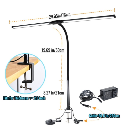 LED desk lamp desktop office gooseneck double-head clip desk lamp study reading student special eye protection desk lamp