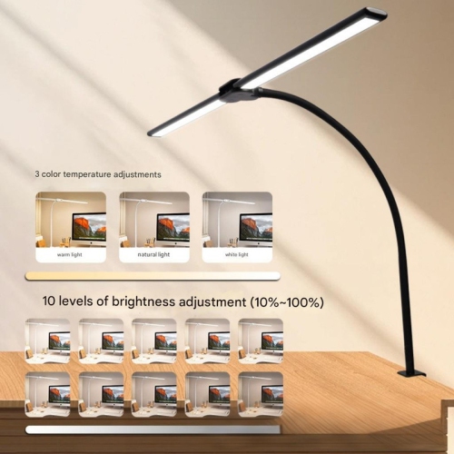 LED desk lamp desktop office gooseneck double-head clip desk lamp study reading student special eye protection desk lamp