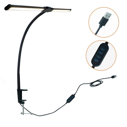 LED desk lamp desktop office gooseneck double-head clip desk lamp study reading student special eye protection desk lamp