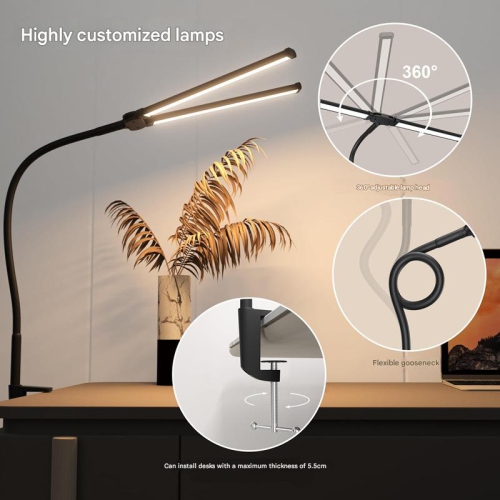 LED desk lamp desktop office gooseneck double-head clip desk lamp study reading student special eye protection desk lamp