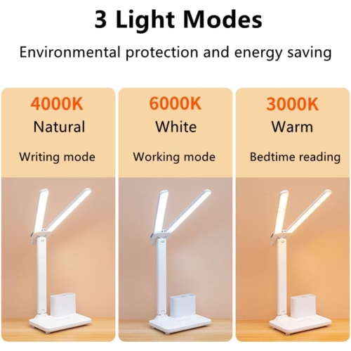 LED Desk Lamp with Pen Holder and Phone Holder for Home, Office, and Dormitory 4000mAh