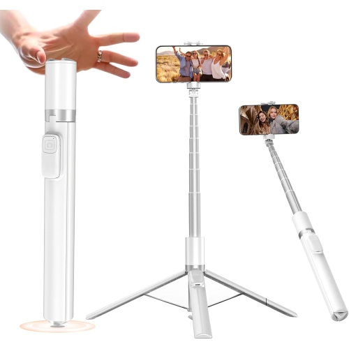 Phone Tripod Stand,Gravity-Activated Auto-Open Selfie Stick,Extendable Cell Phone Stand with Magnetic Bluetooth Remote,360° Rotatable Phone Tripod