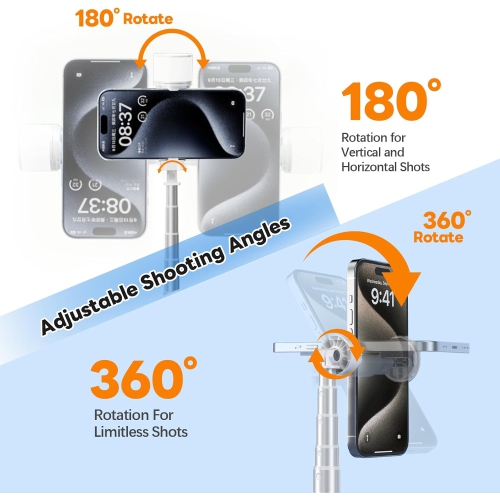 Phone Tripod Stand,Gravity-Activated Auto-Open Selfie Stick,Extendable Cell Phone Stand with Magnetic Bluetooth Remote,360° Rotatable Phone Tripod