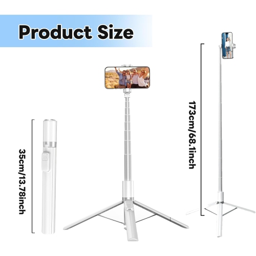 Phone Tripod Stand,Gravity-Activated Auto-Open Selfie Stick,Extendable Cell Phone Stand with Magnetic Bluetooth Remote,360° Rotatable Phone Tripod