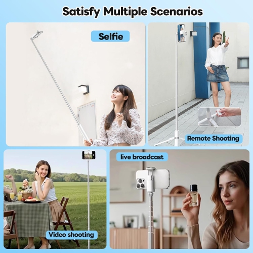 Phone Tripod Stand,Gravity-Activated Auto-Open Selfie Stick,Extendable Cell Phone Stand with Magnetic Bluetooth Remote,360° Rotatable Phone Tripod