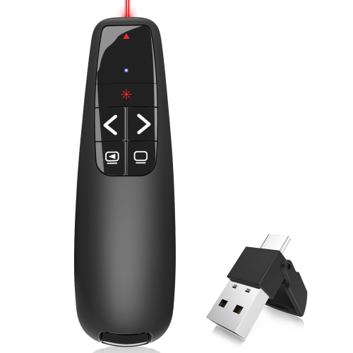 Diaporama 2-en-1 Clicker, Clicker de présentation sans fil, Tourne-page laser portatif, adapté aux présentations en classe et en conférence