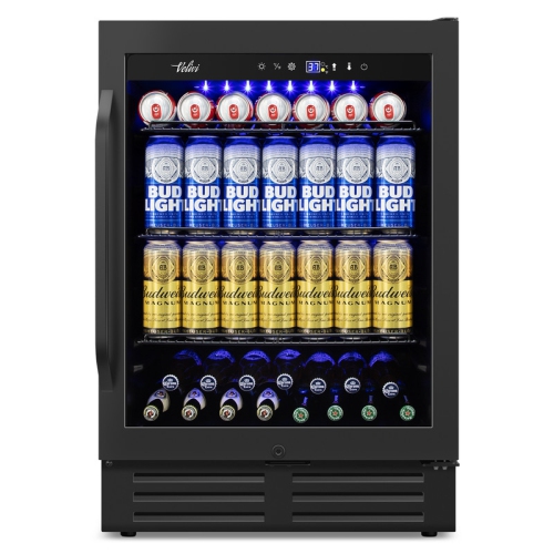 24 in. 180 Can Built-in/Freestanding Beverage Cooler Fridge with Adjustable Shelves in Black