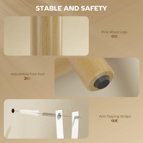 HOMCOM Fluted Sideboard Buffet Cabinet with Tambour Sliding Doors, 47" Modern Coffee Bar Cabinet with Storage Shelves and Wooden Legs, Kitchen