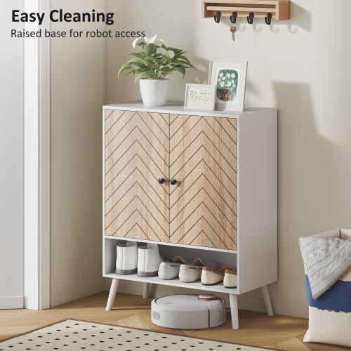 HOMCOM Shoe Cabinet, 5-Tier Freestanding Shoe Storage Cabinet with Doors, Adjustable Shelves, Holds 15 Pairs of Shoes, for Entryway, Hallway, Living